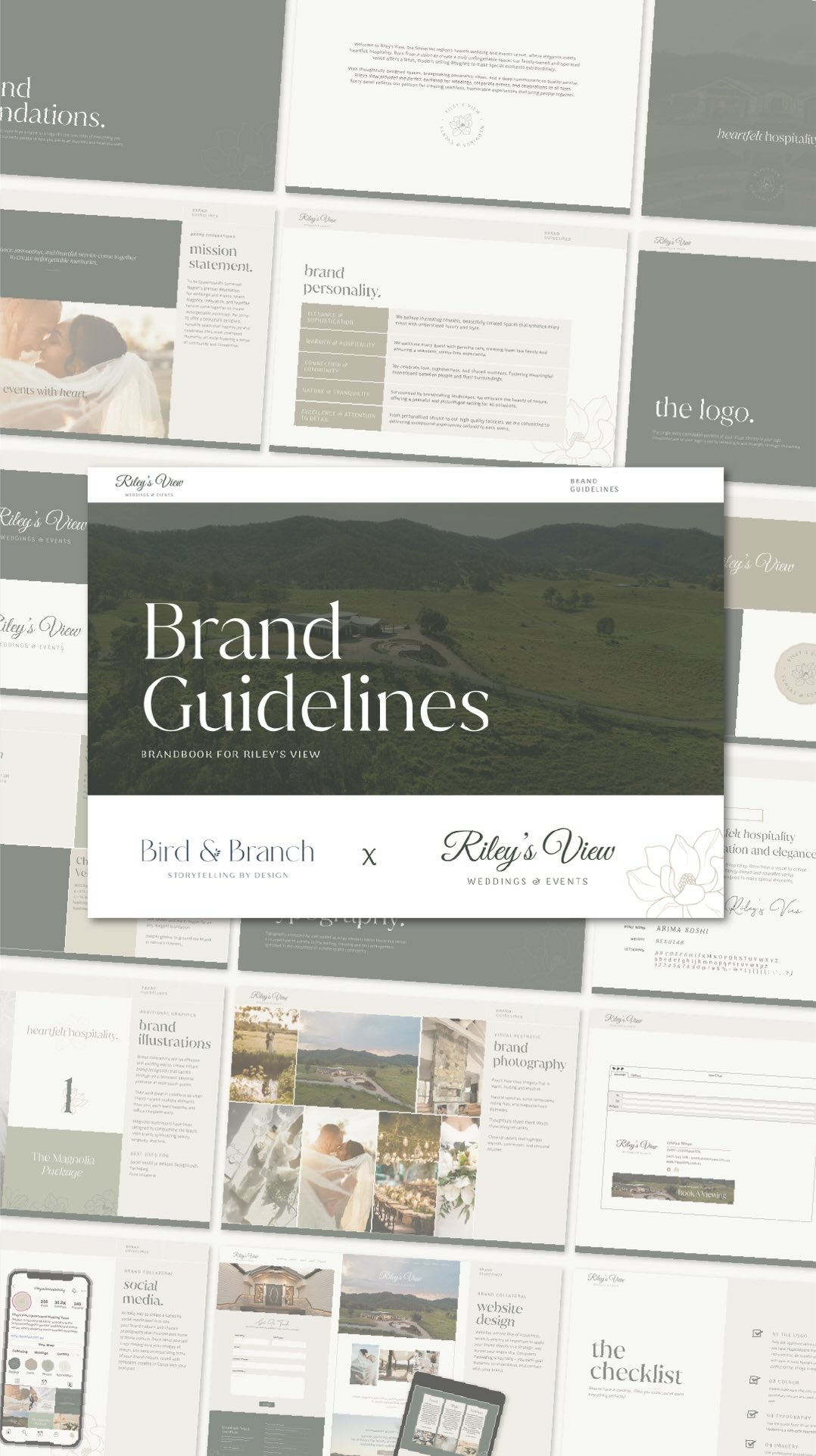 You don’t just get a few logo files and a wave goodbye in these parts. You receive an entire brand identity. No questioning how to actually use your brand- with your brand guidelines, you’ll receive info on how to use your logo files, what fonts to use, your colours and their info, plus pages on how your brand should look and feel when in use. What does this mean? It means that you aren’t spending hours staring at Canva wondering what to create, or confusing your customers with a brand that one minute feels premium and the next belongs in the bargain bin. Your brand = confidence and clarity to hit your business goals! Brand guidelines for the stunning @rileysviewmtkilcoy